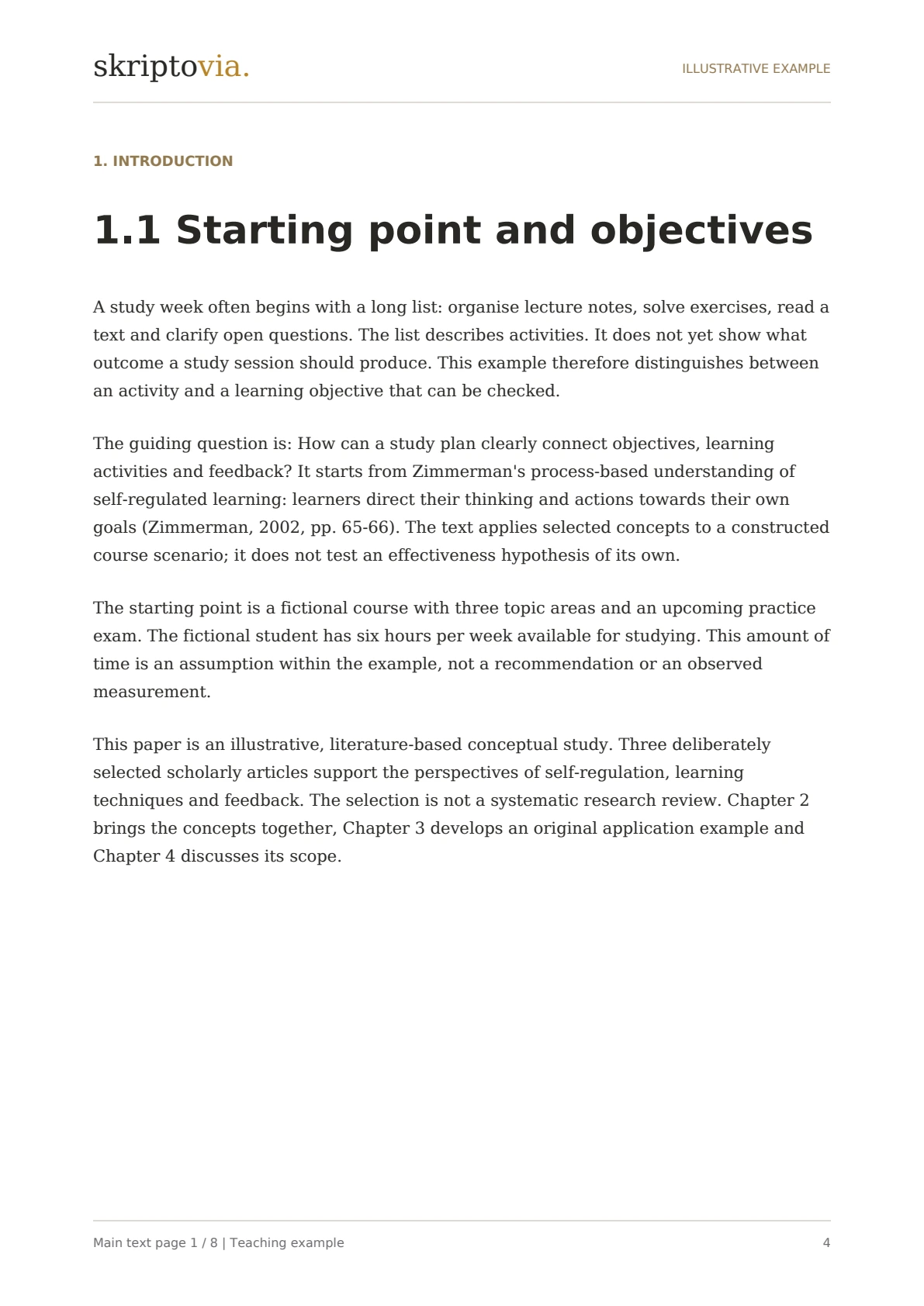 Introduction to the sample paper with a citation to Zimmerman